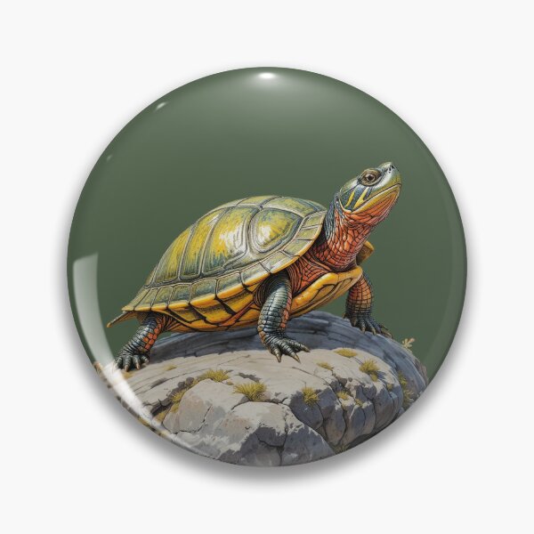 Item preview, Vibrant Painted Turtle on Rock | Realistic Hand-Drawn Wildlife Art designed and sold by BloomStudio1.