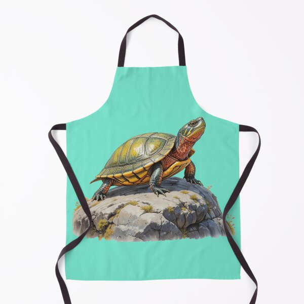 Item preview, Vibrant Painted Turtle on Rock | Realistic Hand-Drawn Wildlife Art designed and sold by BloomStudio1.