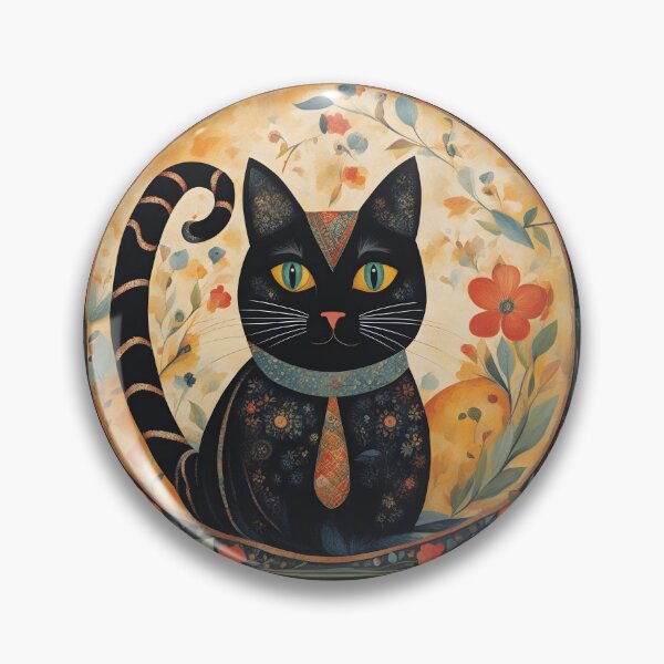 Item preview, Naive Style Cat Illustration: Curious Playful Black Feline | Cat Art designed and sold by UnhingedBird.