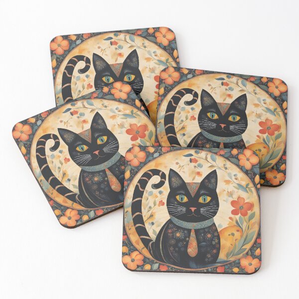 Item preview, Naive Style Cat Illustration: Curious Playful Black Feline | Cat Art designed and sold by UnhingedBird.