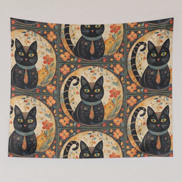 Item preview, Naive Style Cat Illustration: Curious Playful Black Feline | Cat Art designed and sold by UnhingedBird.