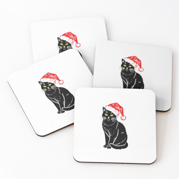Item preview, Minimalist Bombay Cat Silhouette with Santa Hat | Festive Black Cat Art designed and sold by JollyCritters.