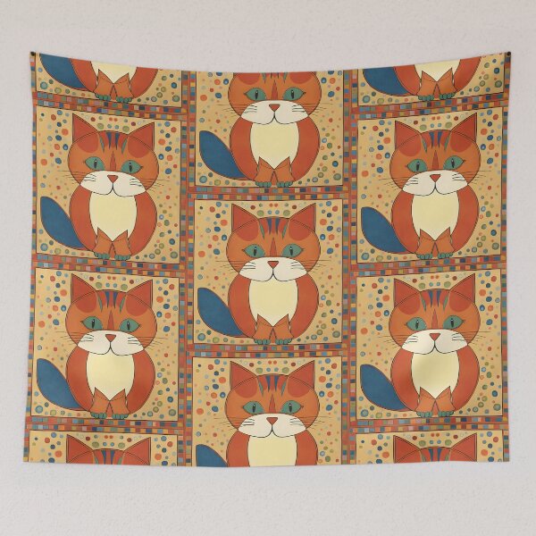 Item preview, Naive Style Cat Illustration: Concerned Orange Feline | Cat Art designed and sold by UnhingedBird.
