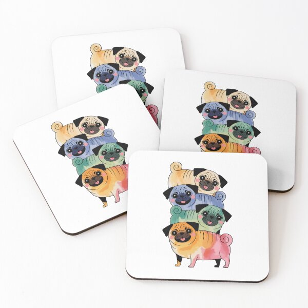 Item preview, Colorful Stack of Pugs designed and sold by jkrphoto.