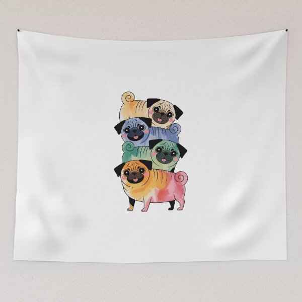 Item preview, Colorful Stack of Pugs designed and sold by jkrphoto.
