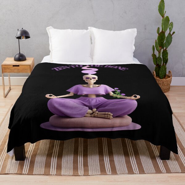 Item preview, Zen to the Bone Purple Skeleton Meditation Art – Spooky Yoga Vibe designed and sold by petpuppymania.