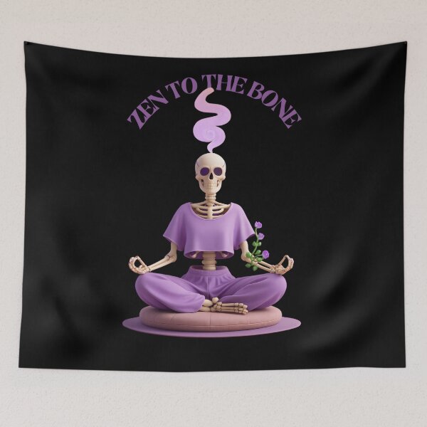 Item preview, Zen to the Bone Purple Skeleton Meditation Art – Spooky Yoga Vibe designed and sold by petpuppymania.