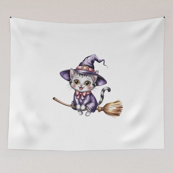 Item preview, Kitten Witch on Broomstick designed and sold by jkrphoto.