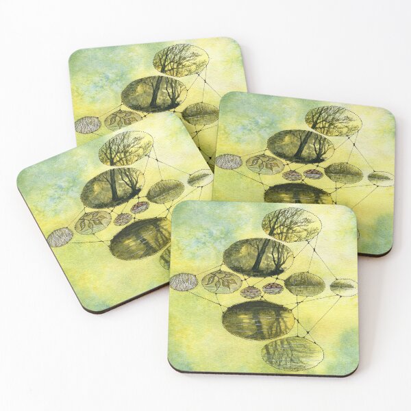 Item preview, Hanging By A Thread Green Yellow Abstract Artwork designed and sold by Tezoodle Art.