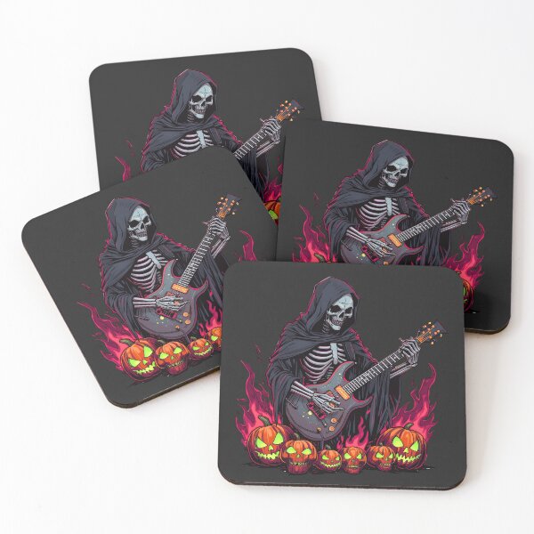 Item preview, Grim Reaper Rock Band | Spooky Halloween Guitar Horror Artwork designed and sold by ColorSplash123.