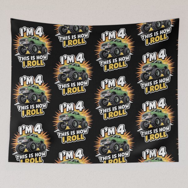 Item preview, 4 Year Old Monster Truck 4th Birthday boy designed and sold by BLZART.