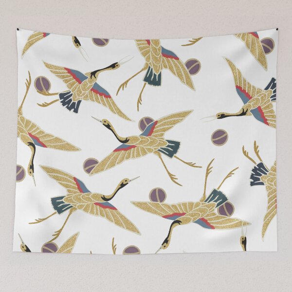 Item preview, Japanese Crane & Temari Pattern – Flying Cranes (Zuan Hyakushu) designed and sold by tokomoroJP.