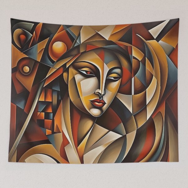 Item preview, Sad Lonely Woman: An Abstract Portrayal | Color Art | Abstract Art | Abstract Cubism designed and sold by UnhingedBird.