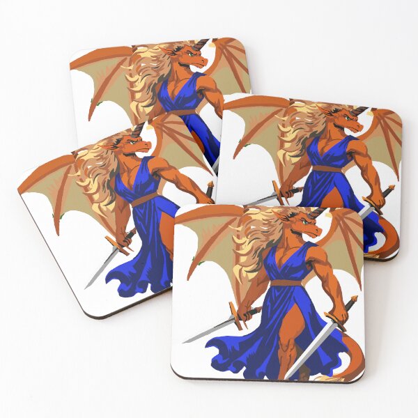 Item preview, Twin Sword Dragon Woman in Blue designed and sold by KlakkDrawsStuff.