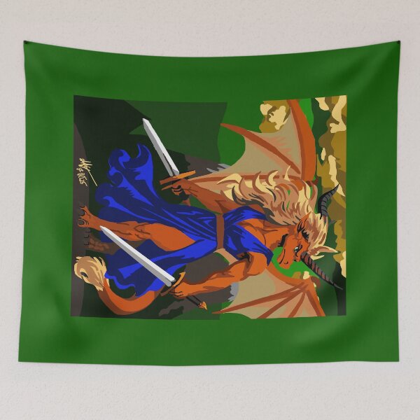Item preview, Twin Sword Dragon Woman in Blue designed and sold by KlakkDrawsStuff.