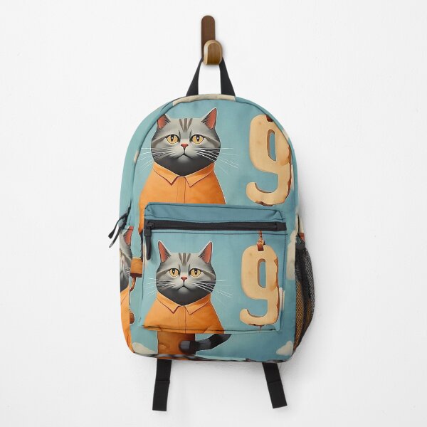 Item preview, Number Nine with Cat | Numerals | Cat Illustration | Cat Art designed and sold by UnhingedBird.