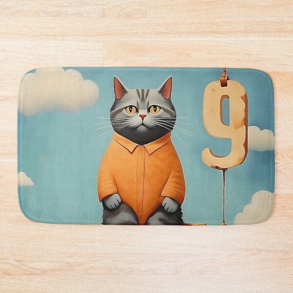 Item preview, Number Nine with Cat | Numerals | Cat Illustration | Cat Art designed and sold by UnhingedBird.