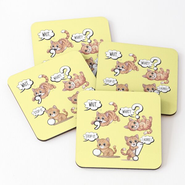 Item preview, Wait, What? Stop It. I Agree! – Funny Cat Punctuation Design designed and sold by Ania_BM.