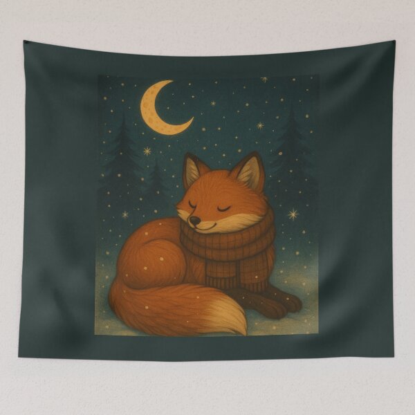 Item preview, Frosted Fox – Cozy Winter Woodland Art designed and sold by Painted Moon by Luna Bee™.