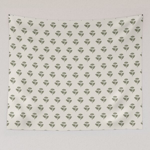 Item preview, Vintage Cottage Paper Flowers Petite Floral Pattern Green and Cream designed and sold by kierkegaard.