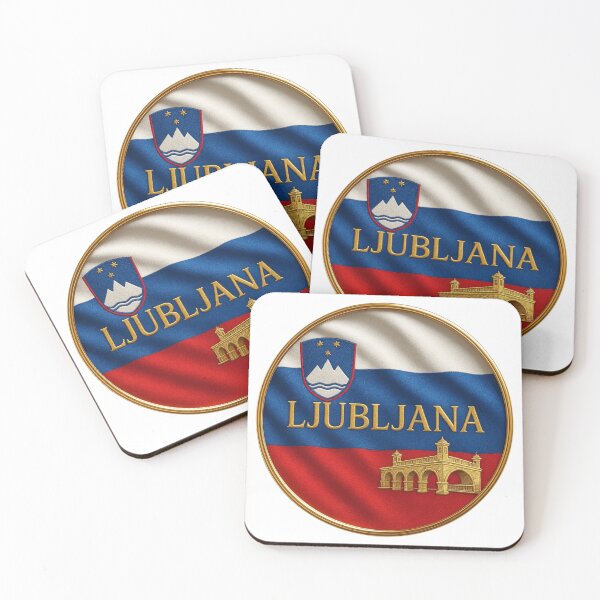 Item preview, Ljubljana Slovenia Flag Emblem - Golden Triple Bridge Design Souvenir designed and sold by Annika Shurafa.