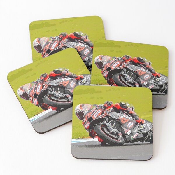 Item preview, Marco Bezzecchi racing his 2025 MotoGP motorcycle in the corners watercolor designed and sold by Rodissimus1984.
