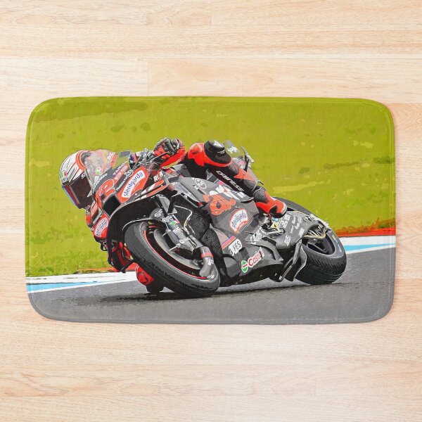 Item preview, Marco Bezzecchi racing his 2025 MotoGP motorcycle in the corners watercolor designed and sold by Rodissimus1984.