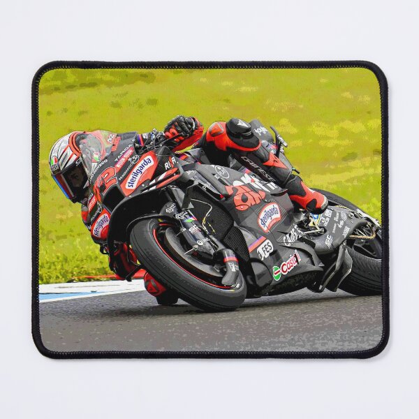 Item preview, Marco Bezzecchi racing his 2025 MotoGP motorcycle in the corners abstract designed and sold by Rodissimus1984.