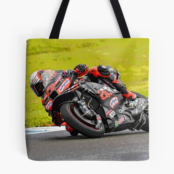 Item preview, Marco Bezzecchi racing his 2025 MotoGP motorcycle in the corners abstract designed and sold by Rodissimus1984.