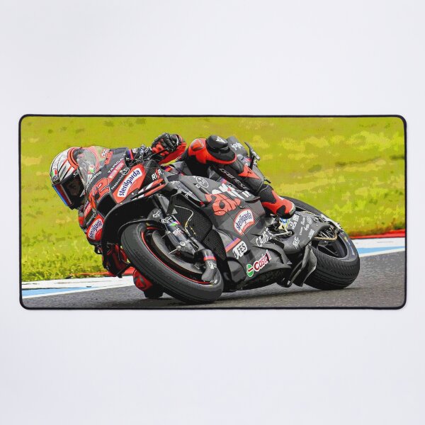 Item preview, Marco Bezzecchi racing his 2025 MotoGP motorcycle in the corners abstract designed and sold by Rodissimus1984.
