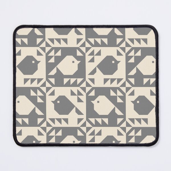 Item preview, Sparrows Cheater Quilt Grey Cream Block Print designed and sold by Pinkdeer Designs.