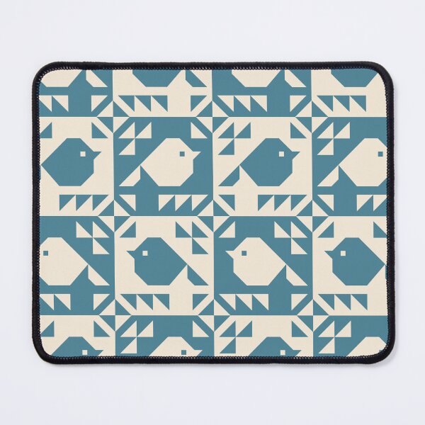 Item preview, Sparrows Cheater Quilt Petrol Blue Cream Block Print designed and sold by Pinkdeer Designs.