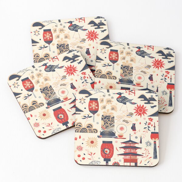 Item preview, Japanese Harmony Pattern – Lanterns, Pagodas & Cranes designed and sold by Everyonechoise.