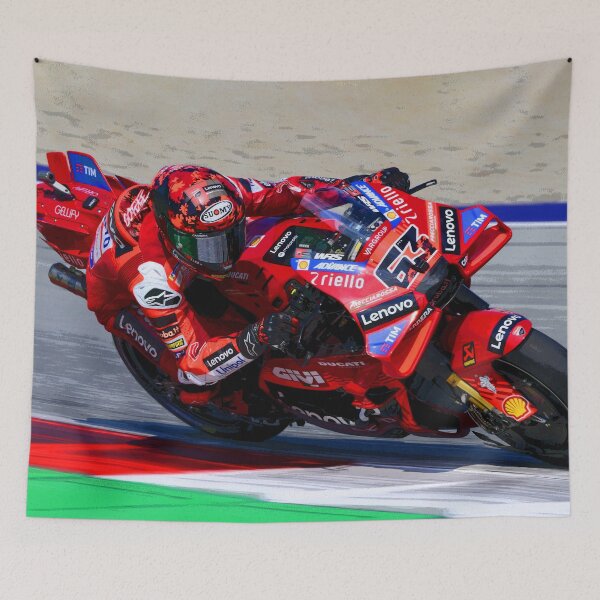 Item preview, Francesco Bagnaia racing his 2025 motogp motorcycle abstract designed and sold by Rodissimus1984.