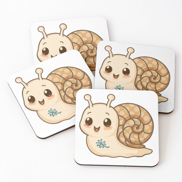 Item preview, Cute kawaii snail with green leaf  designed and sold by JuKoArt.