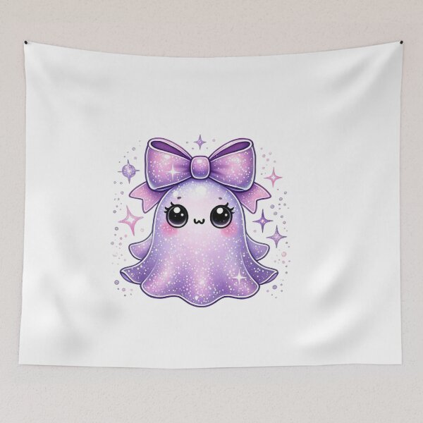 Item preview, Cute Kawaii Ghost with Bow | Adorable Pastel Halloween Spirit designed and sold by TeeMoods.