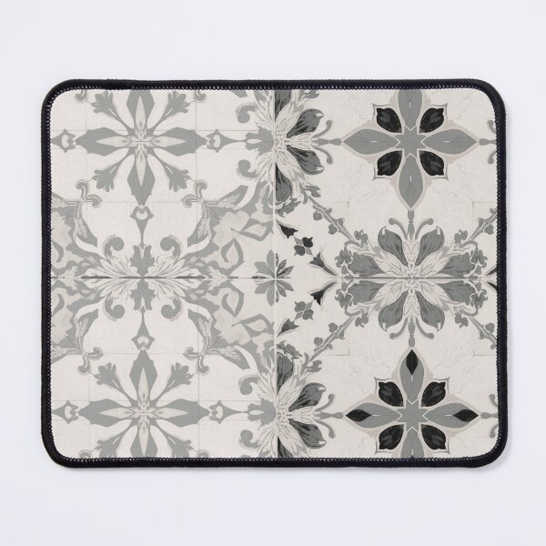 Item preview, Black White Vintage Tile - Moroccan Floral Pattern designed and sold by loccotown168.