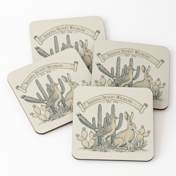 Item preview, Arizona Desert Wildlife – Roadrunner & Jackrabbit Nature Emblem designed and sold by PostersMode.