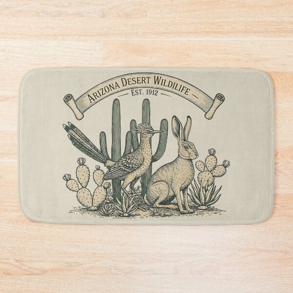 Item preview, Arizona Desert Wildlife – Roadrunner & Jackrabbit Nature Emblem designed and sold by PostersMode.