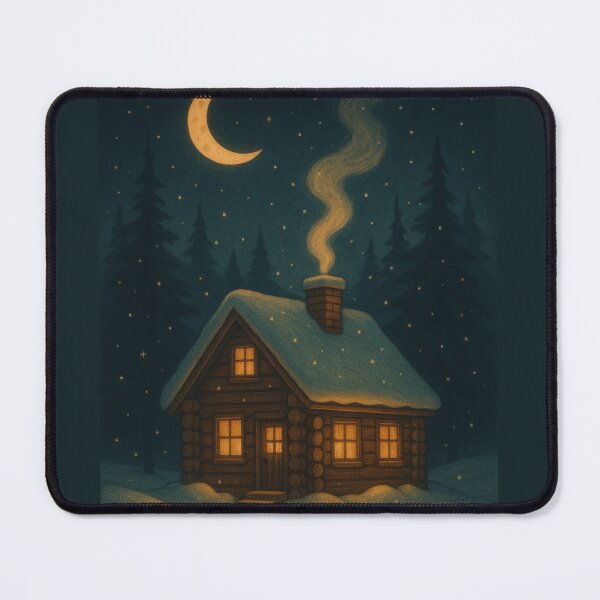 Item preview, Moonlit Cabin – Cozy Winter Night Art designed and sold by Painted Moon by Luna Bee™.