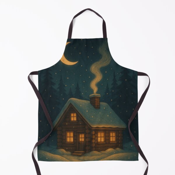 Item preview, Moonlit Cabin – Cozy Winter Night Art designed and sold by Painted Moon by Luna Bee™.