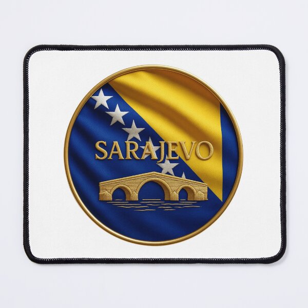 Item preview, Sarajevo Bosnia Flag Emblem - Golden Latin Bridge Design Souvenir designed and sold by Annika Shurafa.