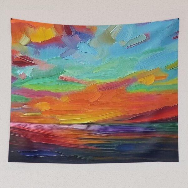 Item preview, Colorful Sunset Seascape Oil Painting | Landscape Oil Painting | Scenery Painting | Oil Painting Artwork designed and sold by UnhingedBird.