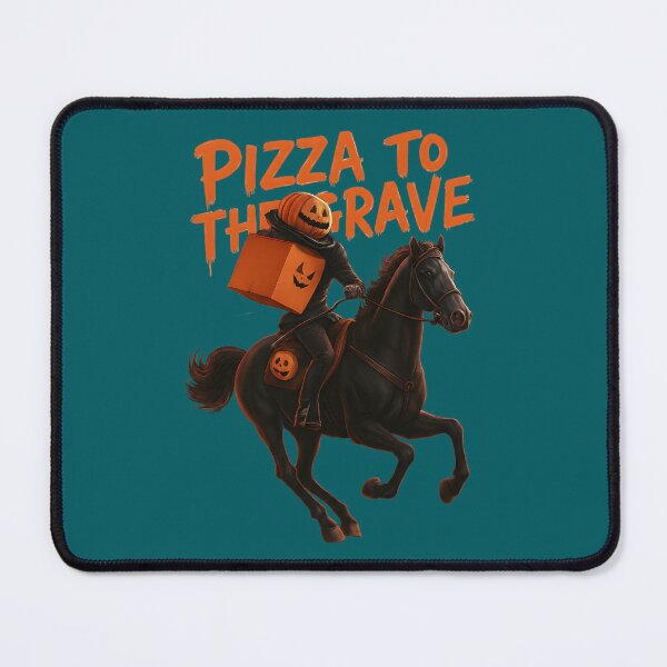 Item preview, Pizza to the Grave Headless Horseman Halloween – Funny Delivery Rider Art designed and sold by petpuppymania.