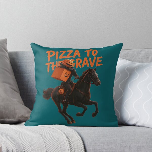 Item preview, Pizza to the Grave Headless Horseman Halloween – Funny Delivery Rider Art designed and sold by petpuppymania.