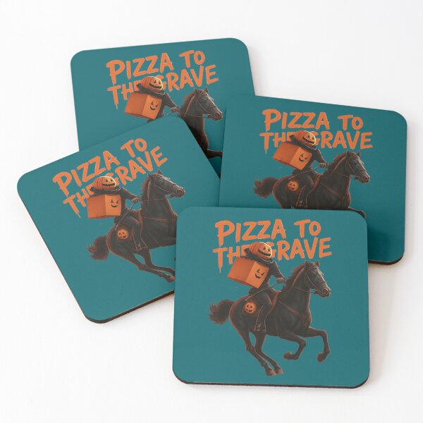 Item preview, Pizza to the Grave Headless Horseman Halloween – Funny Delivery Rider Art designed and sold by petpuppymania.