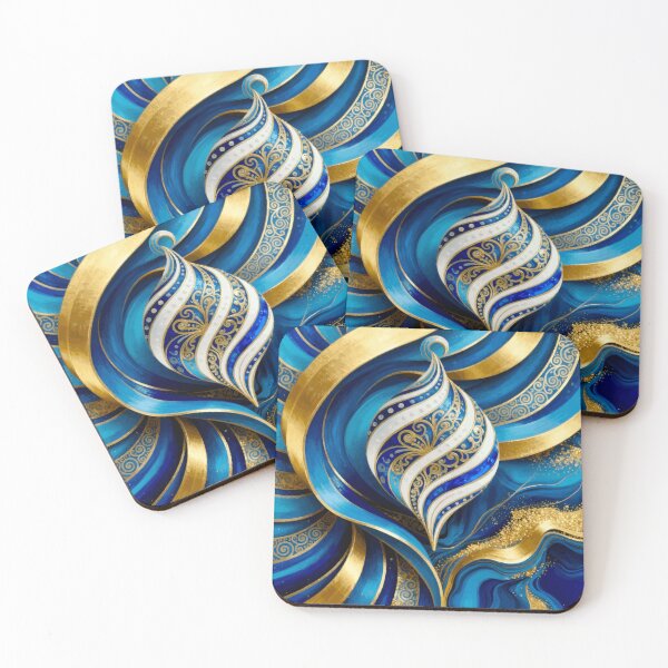Item preview, Gold and Blue Christmas Holiday Ornament  designed and sold by Vicky Brago-Mitchell®.