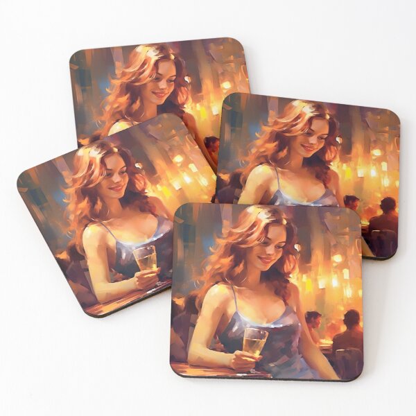 Item preview, Pretty Woman Drinking Painting, Beautiful Woman In a Bar Print, Woman In a Dress Wall Art, Woman Drinking Champagne, DIGITAL DOWNLOAD designed and sold by SavageVision.