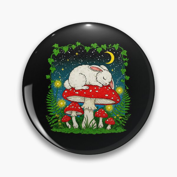 Item preview, Sleeping Bunny on Mushroom Under Moonlight designed and sold by TeeARTHY.