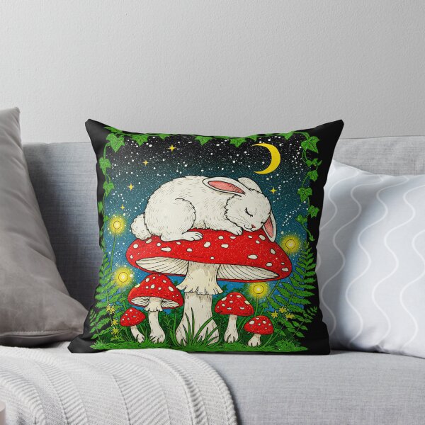 Item preview, Sleeping Bunny on Mushroom Under Moonlight designed and sold by TeeARTHY.
